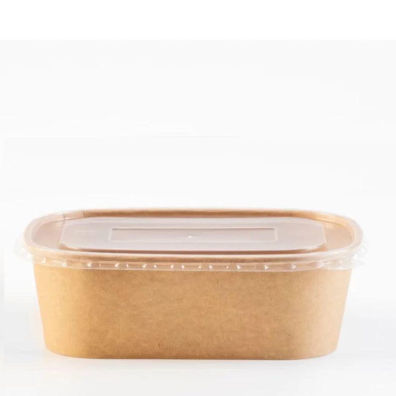Embalagem de 25 recipientes de bambu kraft com tampas de PP, 500 ml, para hotéis.