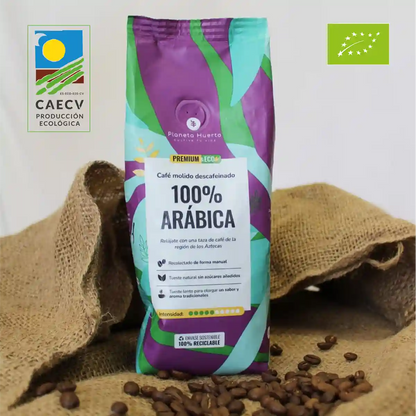 Café descafeinado molido Eco 100% Arábica 250 g para hoteles