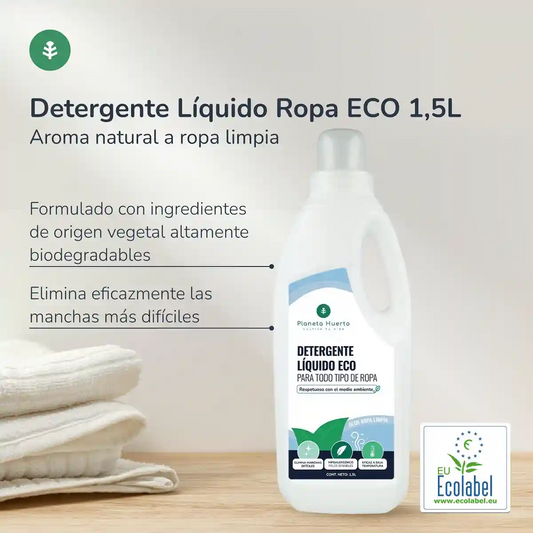 Detergente Líquido Ropa ECO (Aroma natural a ropa limpia) 1,5 Litros para hoteles