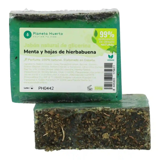 Jabón natural de glicerina menta y hojas de hierbabuena 100 g para hoteles