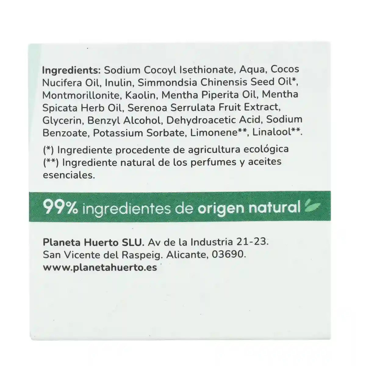 Champú sólido antigrasa Menta 85 gr para hoteles