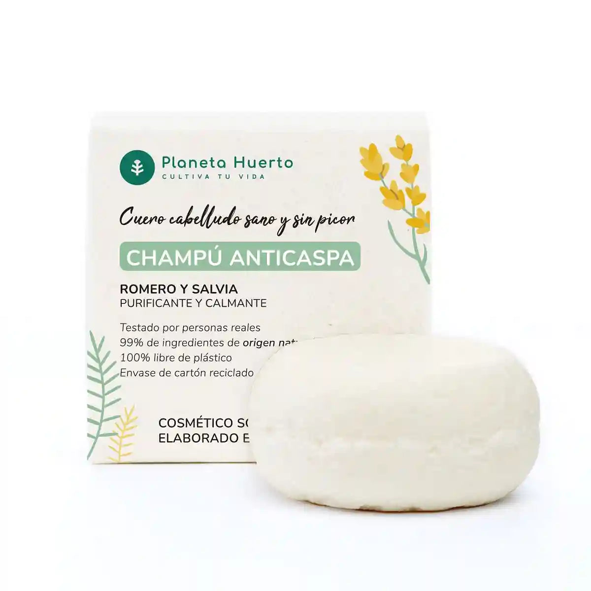 Champú sólido Anticaspa con Romero y Salvia 85 gr para hoteles