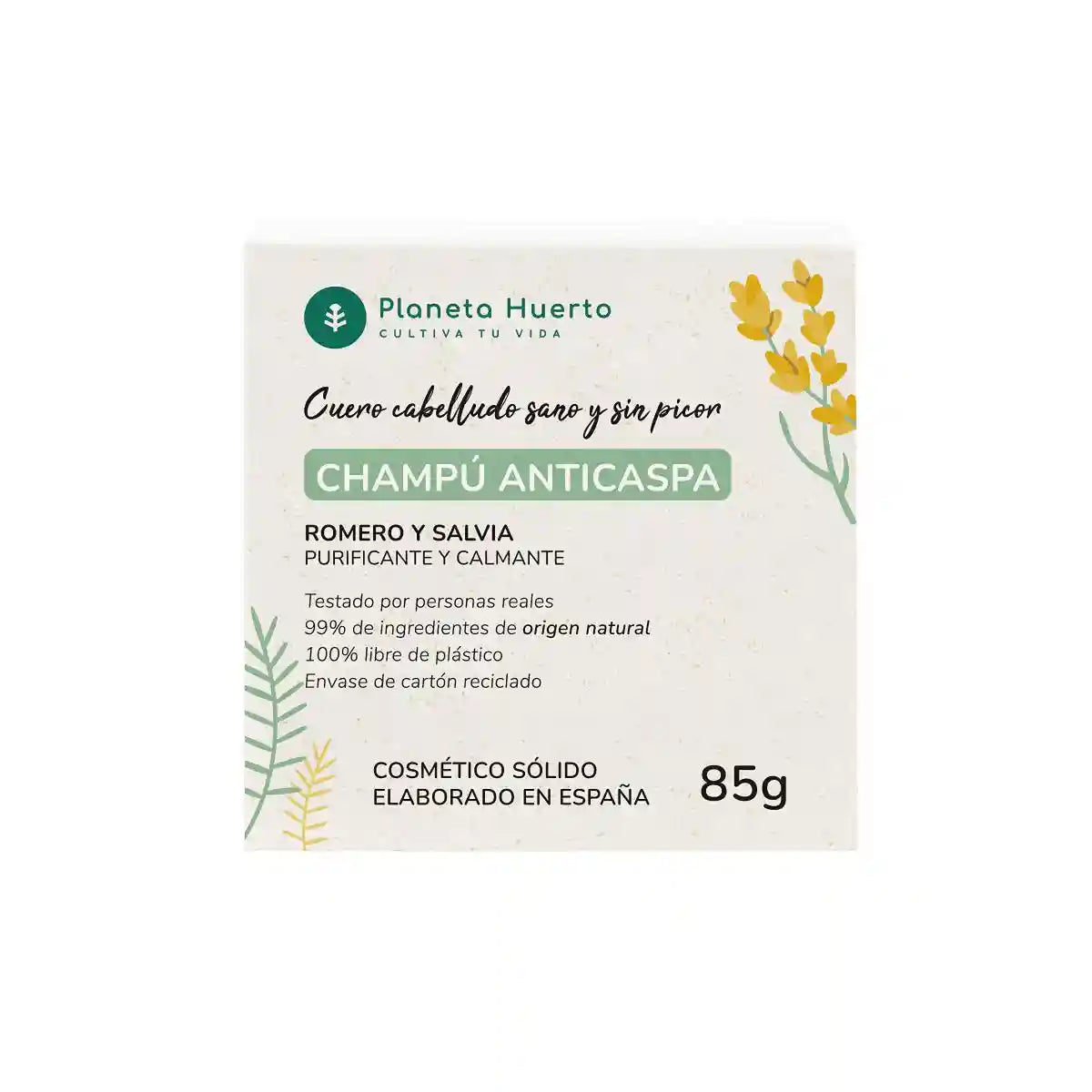 Champú sólido Anticaspa con Romero y Salvia 85 gr para hoteles