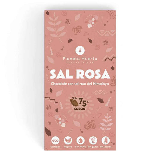 Tableta chocolate 75% con sal rosa del Himalaya ECO  100 gr