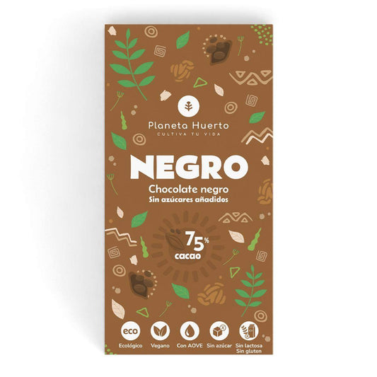 Tableta chocolate negro 75% sin azúcares añadidos ECO 70 gr