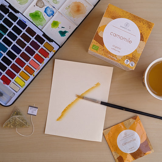 Pyramides de camomille en sachets, en étui