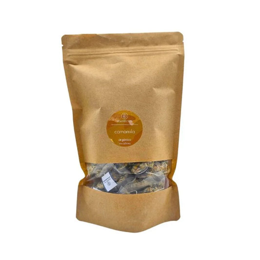 Camomille en vrac en sachets pyramides en papier kraft