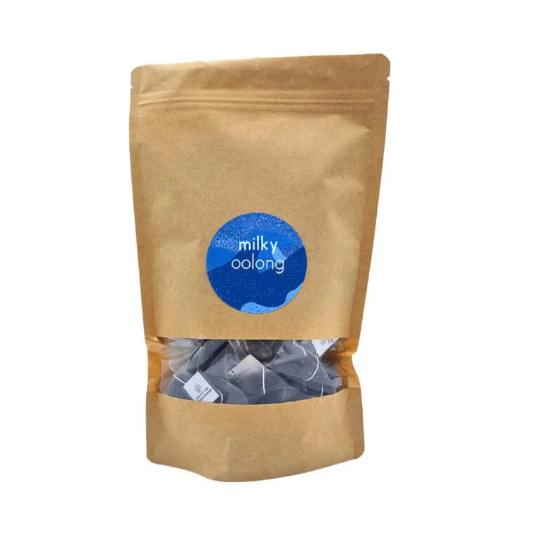Milky Oolong pyramides en vrac dans un sachet en papier kraft