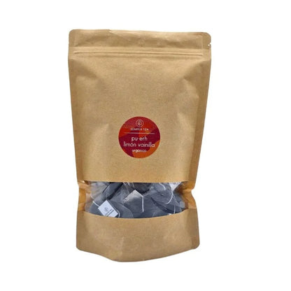 Pu-erh Vainilla  Limón pirámides sueltas en bolsa de papel kraft