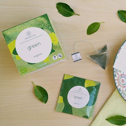 Green tea pirámides ensobradas en estuche
