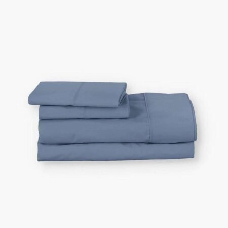 Ensemble de draps en coton biologique 200 fils bleu