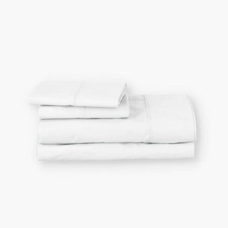 Ensemble de draps en coton biologique 200 fils blanc