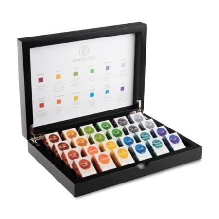 Caja expositora de madera Coral capacidad 24 pirámides