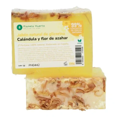 Jabón natural de glicerina caléndula y flor de azahar 100 g para hoteles