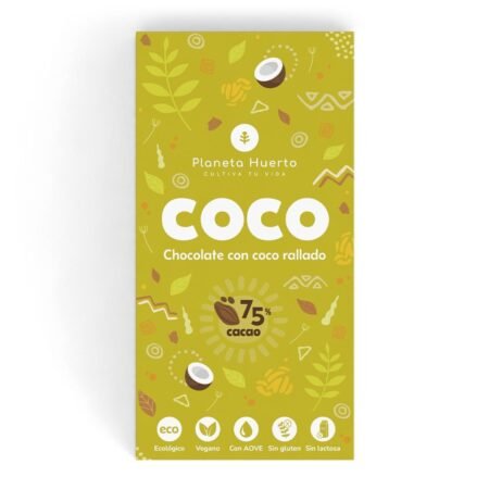 Tableta chocolate 75% con coco rallado ECO 70 gr